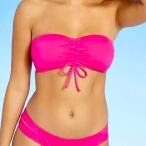 Kona Sol Womens Hot Pink Cinch Front Bikini Top size Medium.
